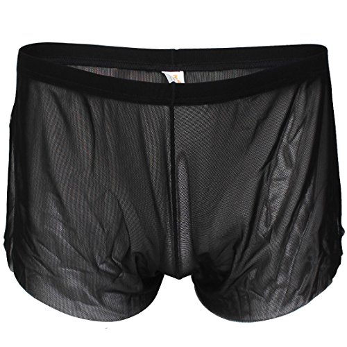 iEFiEL Mens Breezy Side Split House Shorts Boxer Underwear Summer Leisure Trunks Black XL(30-48" Waist)