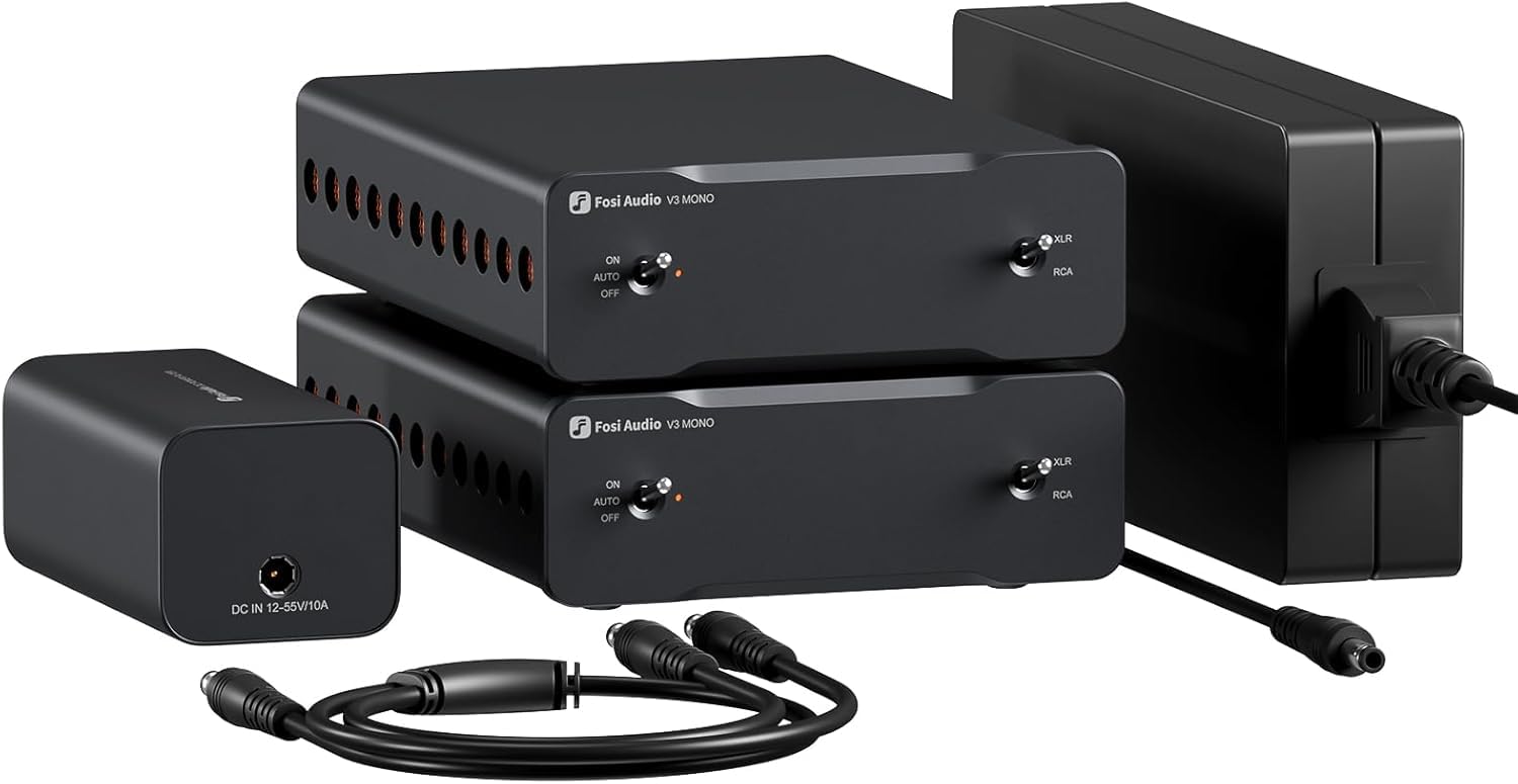 Photo 1 of Fosi Audio Two V3 Mono Power Amplifier 240W Class D AMP with TPA3255 Chip, RCA/XLR Balanced Inputs, 48V/10A Power, for Home Audio Speakers & Home Theater