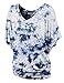Lock and Love LL WT1116 Womens V Neck Short Sleeve Tie Dye Drape Dolman Top XXL White_Navy