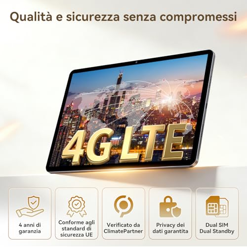 TABWEE T12Pro Android 16 Tablet con Tastiera - 2.8K BOE QHD+ Display, Tablet 11 Pollici, Helio G100, 32 GB RAM+256 GB ROM, 8000 mAh, 13 MP+8 MP, Widevine L1, Gemini AI, Tablet 4G LTE (4 Anni Garanzia)