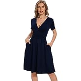 Summer Dresses for Women 2025 Casual Wrap V Neck Sundress Short Sleeve Vacation Graduation Dress