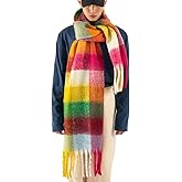 OUNIYA Large Chunky Plaid Scarf Winter Women Oversized Blanket Scarves Colorful Big Cashmere Thick Warm Shawl
