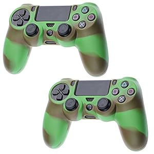 PlayStation-4-Controller-Case SlickBlue Camo Series - 2 Pack Silicone Protection Case Skin for Sony PS4 Controllers - Green by SlickBlue