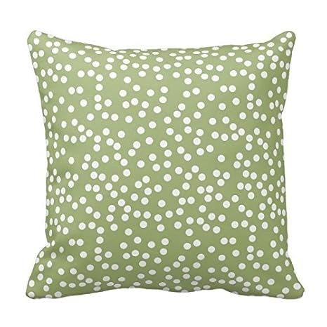 Amazon Com Sage Green And White Polka Dots Design Throw Pillow