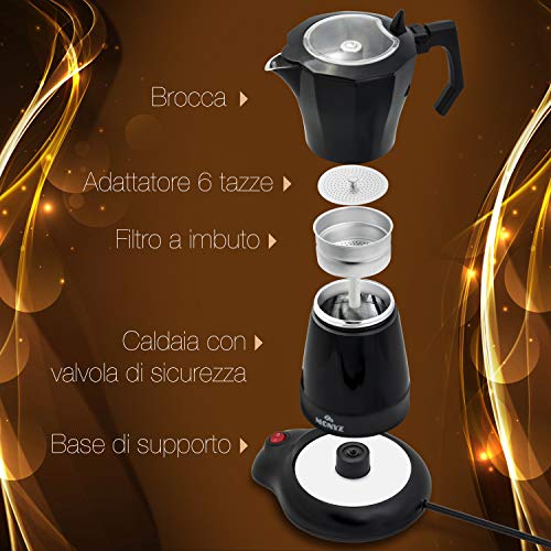 Klassische Espressokocher für 6 Tassen, Innenraum aus Aluminium, zertifiziertes Material, ergonomischer Griff… – Bild 3