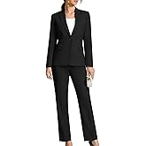 Kelyaa Women's 2 Piece Business Office Suit Lady Peaked Lapel Slim Fit One Button Blazer Jacket and Pants Set