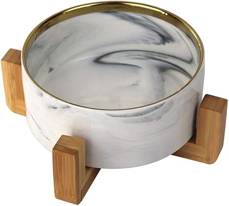 Pet Supplies Elevated Pet Bowl Raised Dog Feeder Ceramic Wooden