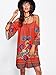 DDSOL Women's Bohemian Ethnic Spaghetti Sundress Cold Shoulder 3/4 Sleeve Beach Short Dress A-Orange