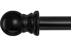 BARCETINE Black Curtain Rods for Windows 66 to 144" - Long Curtain Rods for Grommet Drapes,1 inch Curtain Rod Heavy Duty for Sliding Door,Bedroom,Patio Door (3 Brackets)