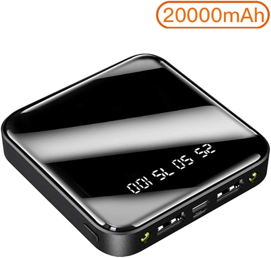 Power Bank (20000Mah), Smallest External Battery Lightest Ultra Compact High Speed Cell Phone Mobile Pack,Black