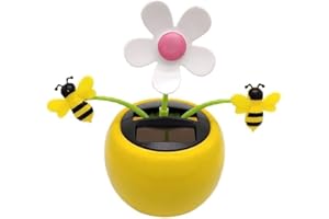 TypoGrove Solar Dancing Sunflower, Honey Bee, Yellow Apple Blossom, Solar-Powered Decorative Ornament, Car & Home Garden Decor