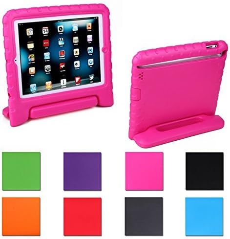 iPad Air 2 (6th Generation)kids Case : Safe Shockproof Protection for Apple Ipad Air 2 (6th Generation) Kid Proof + Ultra Lightweight + Comfort Grip Carrying Handle + Folding Stand(Rose)