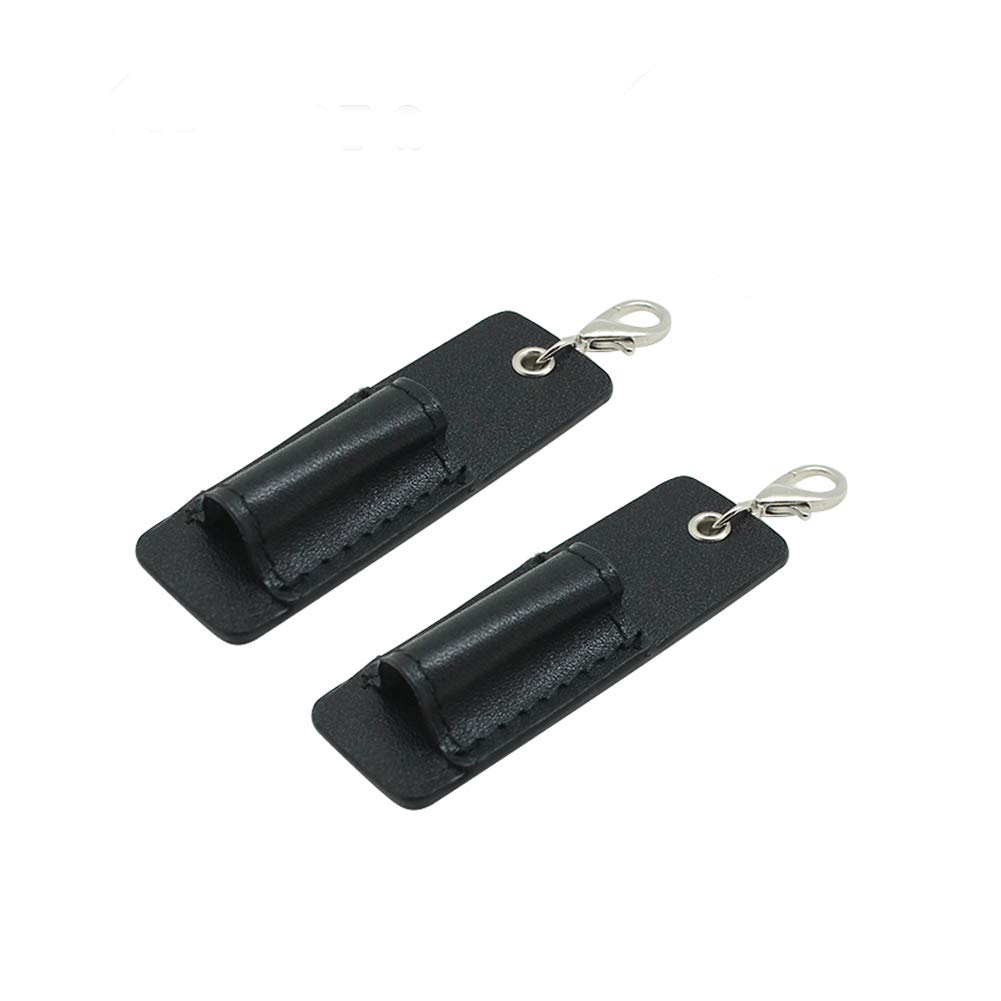 Genuine Leather Pen Holder, Boshiho Pen Pencil Holder for Badge Holder or Neck Lanyard (Pack of 2- Black)