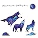 Creative Blue Vinyl Starry Sky Wolf and Moon Stars Wall Decals Removable Stickers Living Room Decor Home Art Kids Bedroom Decal Nursery Sticker Boy Rooms Mural Children Gift Sticker Decal