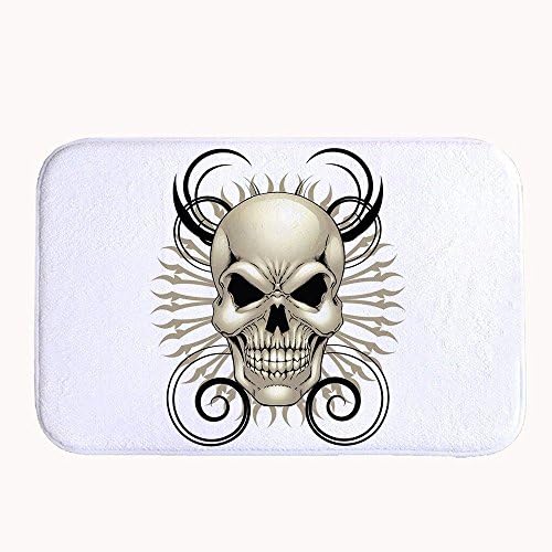 DCKLOIK Skull Monochrome Spiral Indoor Outdoor Welcome Doormat Bedroom Bath Floor Entrance Mat Rug Carpet Anti Slip