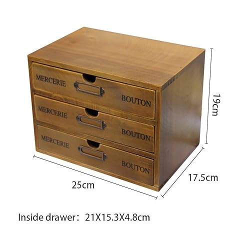 Maritown Wooden Desktop Organizer With 3 Drawers Wood Storage