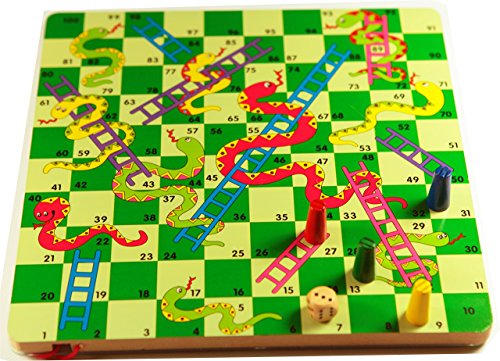 TOWO Wooden Snakes and Ladders and Elephant Magnetic Labyrinth 2 in 1 Board Game - Wooden Board Game and Labyrinth Puzzle Board for Children Wooden Toys for 3 Year olds Kids