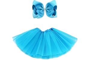 BGFKS 5 Layered Tulle Tutu Skirt for Girls with Hairbow, Ballet Dressing Up Kid Tutu Skirt