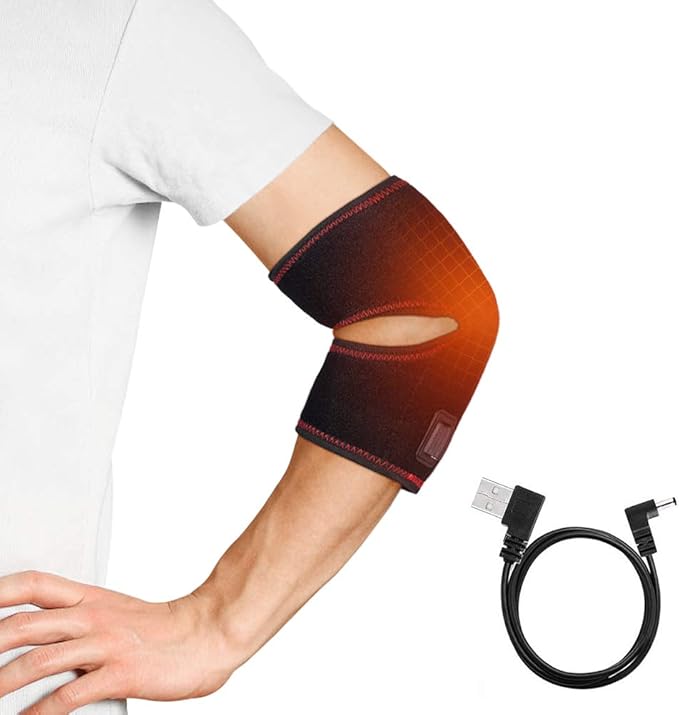 Heating Elbow Brace, Adjustable Heated Elbow Wrap with 3 Level
