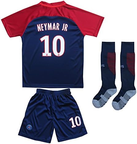2017/2018 PARIS SAINT GERMAIN PSG #10 NEYMAR JR HOME SOCCER JERSEY &amp; SHORTS YOUTH SIZES (Home (PSG), 8-9 YEARS)