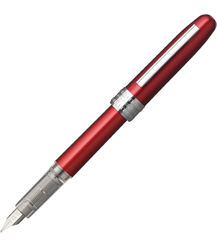 Pluma Estilográfica PLATINUM Plaisir - Tamaño Mediano 0.5 Mm, Color Naranja, Con Mecanismo Antidesecante