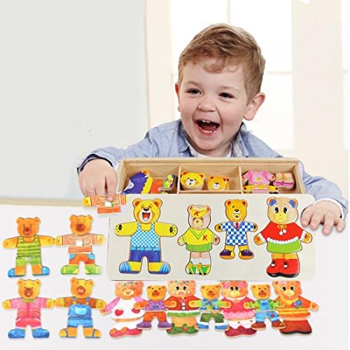 Live Direct 72 Pcs Wooden Bear Family Dress-Up Puzzle