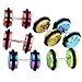 PiercingJ 12pcs Mixed Color Acrylic Stainless Steel Barbell Stud Earrings/ Fake/ Cheater/ Illusion Plug Earrings Set 0g Gauge Look (8mm)