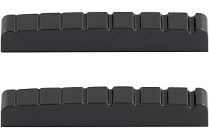 Metallor 8 String Graphite Guitar Nut Pre-Slotted Top Nut for Electric Guitar or Acoustic Guitar Black 54mm x 9mm x 6mm 2pcs Black.