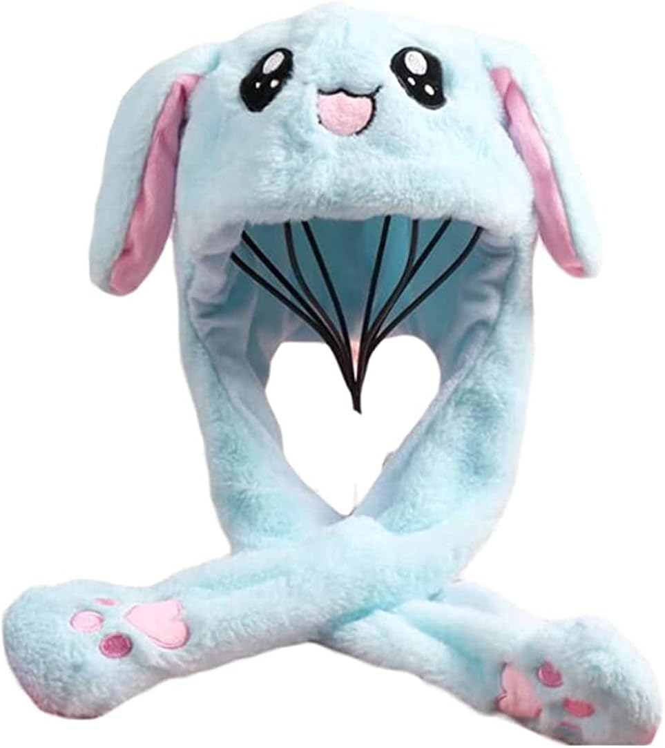 Cute Plush Bunny Rabbit Hat Rabbit Cap, Ear Moving Jumping Hat for
