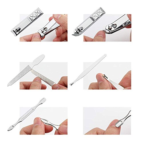 18 in 1 Manicure Pedicure Set Nail Clippers Travel Hygiene Kit Scissor Tweezer Knife Ear Pick Utility Tools with PU Leather Case for Men Women Kids