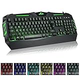 Rii RK900 Large Size 7 Colors Rainbow LED Backlit Mechanical Feeling USB Wired Multimedia Gaming Keyboard
