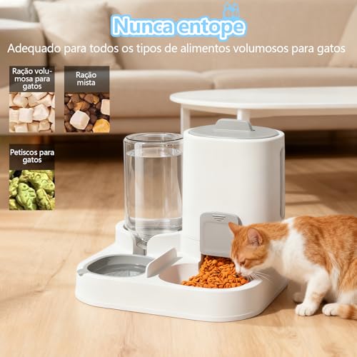 CALLECK Comedero y Bebedero Automático 2 en 1 para Perros y Gatos, Depósito de Comida 1.6 kg y Agua 0.8 L, Base Antideslizante, Antipolvo, Desmontable y Fácil de Limpiar