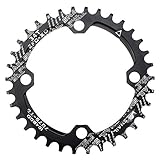 Narrow Wide Chainring 104BCD 32T 34T 36T 38T CYSKY Bike Single Chainring for 9 10 11 Speed, Perfect for Most Bicycle Road Bike Mountain Bike BMX MTB Fixie Track Fixed-Gear Bicycle (Round, Black)
