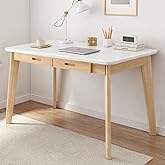 IOTXY Solid Wood Writing Desk - Home Office Workbench Desk with Drawer, 39.37" Width Laptop Computer Work Study Table in White
