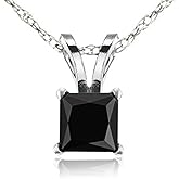 Dazzlingrock Collection 1.75 Cttw 14K Black Diamond Women Solitaire Pendant with 18 inch Silver Chain in Solid White Gold
