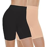 BATHRINS Womens Slip Shorts for Under Dresses, Tummy Control High Waist Seamless Smoothing Yoga Shorts