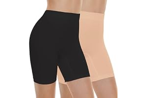 BATHRINS Womens Slip Shorts for Under Dresses, Tummy Control High Waist Seamless Smoothing Yoga Shorts