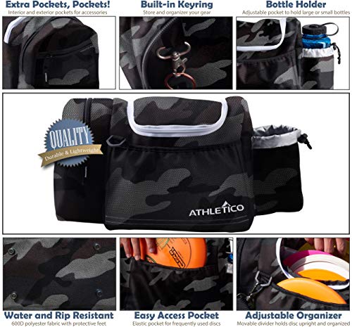 Athletico Disc Golf Bag - Tote Bag for Frisbee Golf - Holds 10-14 Discs, Water Bottle, and Accessories (Gray Camo)