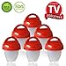 Egg Cooker LQQBSTORAGE Non Stick Silicone Egg Poachers As Seen On TV Egglettes Egg Cups For Hard Soft Boiled Eggs without the Shell (6 Packs)-Red