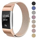SWEES Metal Bands Compatible Fitbit Charge 2, Milanese Stainless Steel Metal Magnetic Replacement Wristband Small & Large (5.5