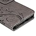 HTC One A9 Case Wallet, MOLLYCOOCLE PU Leather Wallet Embossed Florals Kickstand Magnetic Flip Case Card Holders & Hand Strap Case Cover for HTC One A9 -Gray