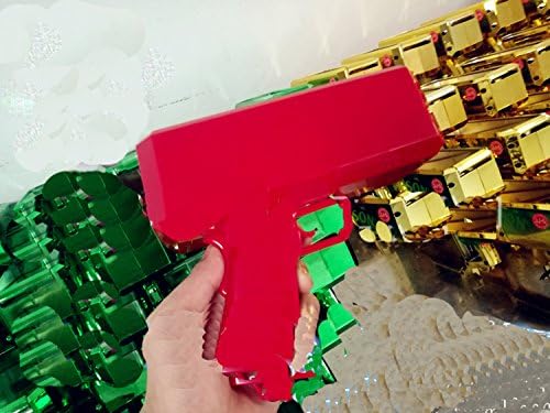 The Cash Cannon Make It Rain Money Gun Chrome Red + 100 PCS Bills（Red）