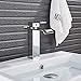 Votamuta Chrome Waterfall Spout Single Lever Bathroom Sink Vanity Faucet Deck Mounted Basin Mixer Tap with Cover Plate and Pop Up Drain