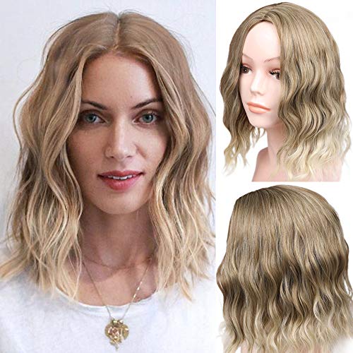 Quick Wig Ombre Wig 14 Inch Blonde Wavy Curly Bob Wig Shoulder