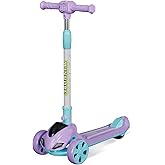 3 Wheel Kick Scooter for Kids, Adjustable Height Foldable Toddler Scooter, Stable Lean-to-Steer Wide Standing Board Scooters