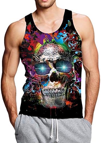 Adicreat Men 3D Printed Funny Tank Tops Sleeveless Round Neck Vest T-Shirt for Gym Sport and Casual