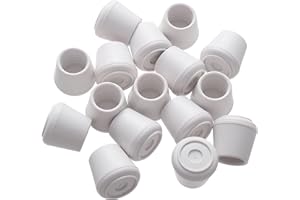 Furnigear Chair Leg Tips Caps Non-Slip Rubber Leg Tips 7/8” Inner Diameter Chair Leg Floor Protectors Round White, 16 Pack