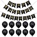 BESTOYARD Happy FING Birthday Decorations Banner with 10pcs Black Latex Balloons Party Favors