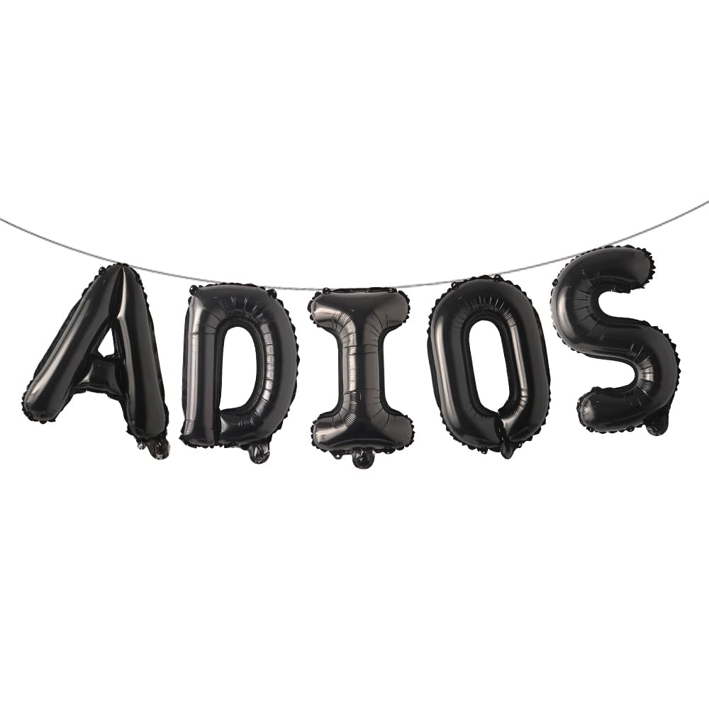 Photo 1 of 16 inch ADIOS Balloons Banner Multicolor Retirement or Goodbye Party Decorations Sign (ADIOS Black)