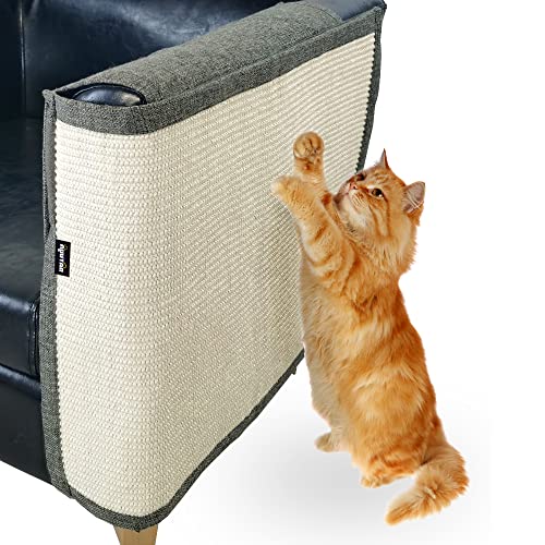 NATUYA 猫 爪とぎ 家具保護 爪とぎマット 爪研ぎ ソファー 椅子 サイザル麻 天然素材 無毒 安全 耐磨性 麻マット ソファーカバー ツメ傷保護シート 猫ひっかき傷 保護シート 取り付け簡単 (肘掛けが麻ない, 左)